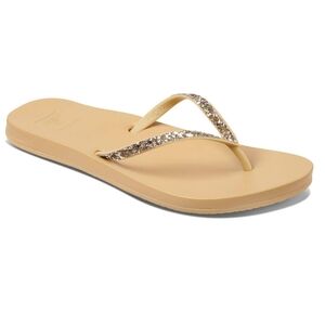 Reef Cushion Bounce Stargazer Flip Flop Sparkle Sequin Tan Size 6 - 7 Large